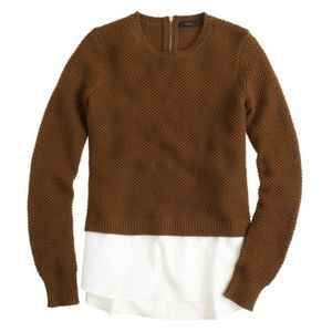 J. Crew Sweaters - J.Crew white shirt tail overlay sweater pullover J. Crew Sweaters - J.Crew white shirt tail overlay sweater pullover